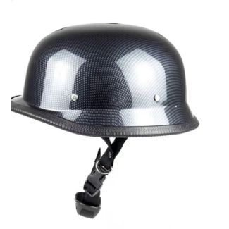 German Style Half Helmet Motorcycle Open Face Carbon Black Unisex Retro Biker