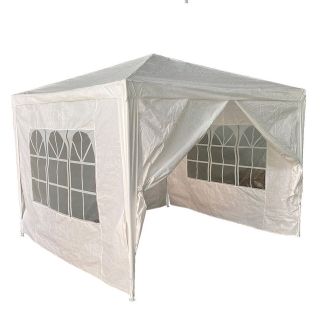 Gazebo With Sides Garden Marquee PE Awning Beach Party Camping Tent 3x3m - White