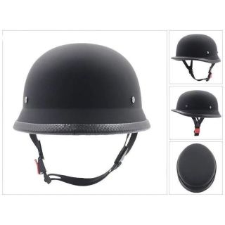 Vintage German Style Open Face Motorcycle Half Helmet Unisex Black Retro