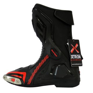 Mens Ankle Motorcycle Leather Boots Sport CE Racing Shoes Red