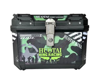 45L Waterproof Motorcycle Top Box with Backrest Hard Case Tail Storage Trunk Black — image 1