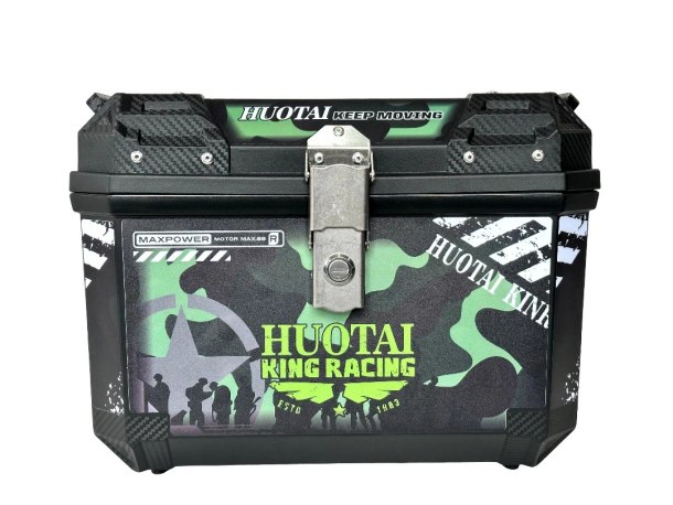 45L Waterproof Motorcycle Top Box with Backrest Hard Case Tail Storage Trunk Black