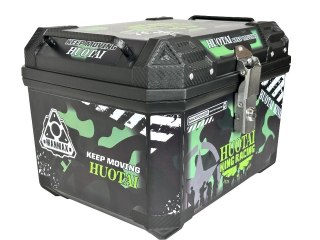 45L Waterproof Motorcycle Top Box with Backrest Hard Case Tail Storage Trunk Black — image 2