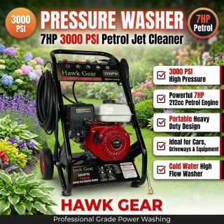 Hawk Gear 7HP Petrol Pressure Washer 3000 PSI High Power Jet Cleaner Water Spray — image 5
