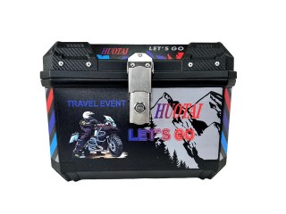 XTRON Waterproof Motorcycle Tail Box with Backrest Hard Plastic Rear Storage Top Case — image 1
