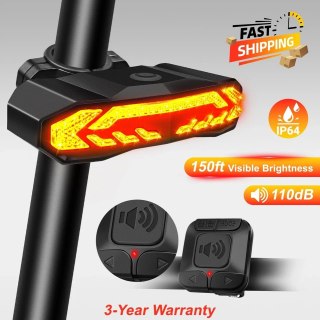 USB Rechargeable Bike Tail Light Horn Alarm Turn Signal Brake Light Bicycle Safety Light — image 3