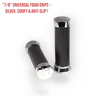 Universal Motorcycle Foam Handlebar Grips 7/8" 22mm - Silver (Pair) — image 2