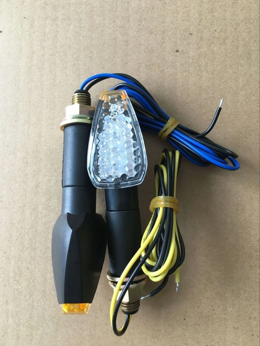 2 x Universal Amber LED Motorcycle Indicators — Clear Effect Lens Turn Signals