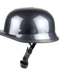 German Style Half Helmet Motorcycle Open Face Carbon Black Unisex Retro Biker