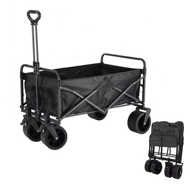 Folding Garden Trolley Wagon 200kg Heavy Duty Cart with Brake Tank Wheels