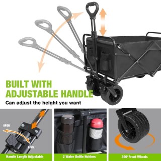 Folding Garden Trolley Wagon 200kg Heavy Duty Cart with Brake Tank Wheels — image 5