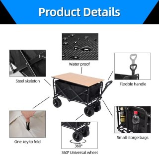 Folding Garden Trolley Wagon 200kg Heavy Duty Cart with Brake Tank Wheels — image 8