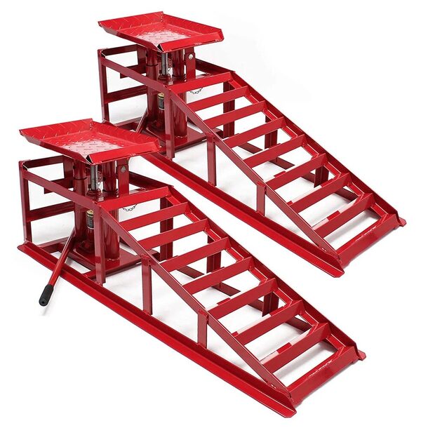 2 x Car Ramps with Hydraulic Jack