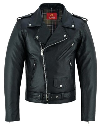 Men's Genuine Cowhide Leather Brando Biker Jacket Black Motorcycle Riding Coat — image 1
