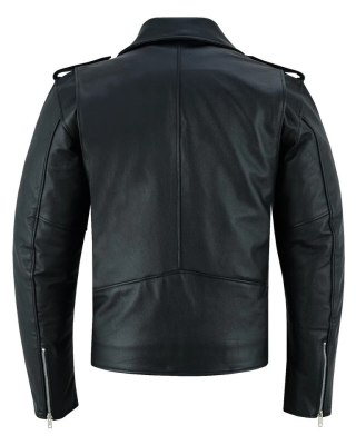 Men's Genuine Cowhide Leather Brando Biker Jacket Black Motorcycle Riding Coat — image 4