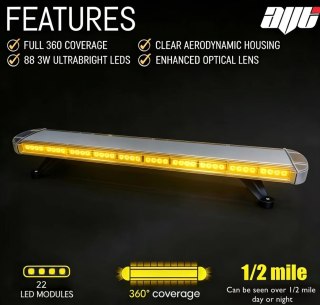 15 Pattern LED Light Bar Amber Strobe Beacon 2FT Roof Mount Truck Off Road Light — image 2