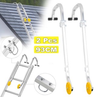 93cm Aluminium Roof Ladder Hook Kit with Wheels Extension Ladder Accessory Pair — image 4