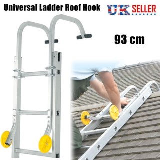 93cm Aluminium Roof Ladder Hook Kit with Wheels Extension Ladder Accessory Pair — image 5